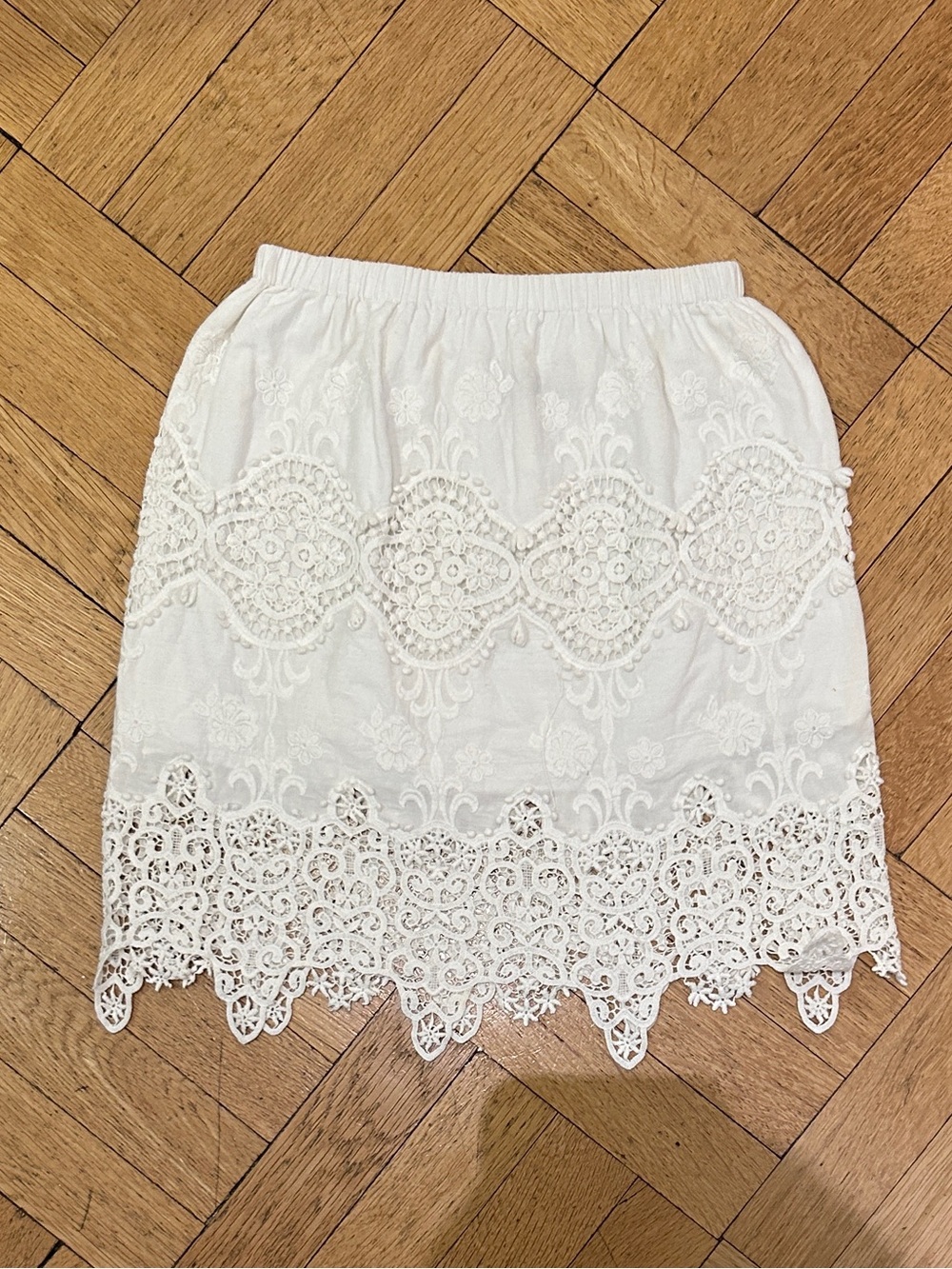 White Lace Crochet Mini Skirt